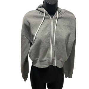 Womens Forever 21 Gray Cropped Zip Up Jacket Size M